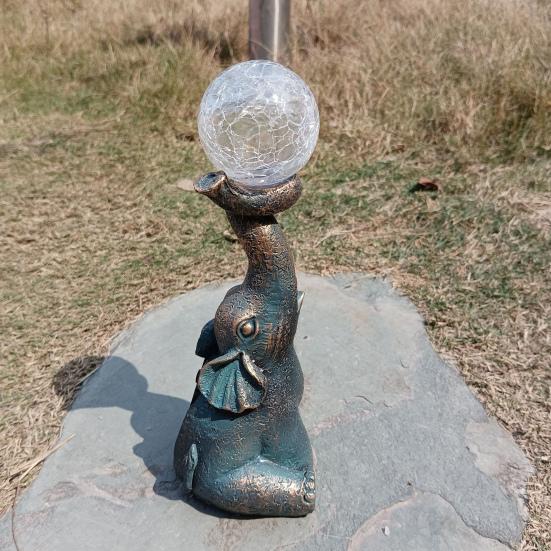 Yousheng Solar Elephant Lamp Garden Elephant Statue with LED Light Outdoor Elephant Figurine with Lighted Ball for Courtyard Patio Balcony Decor
