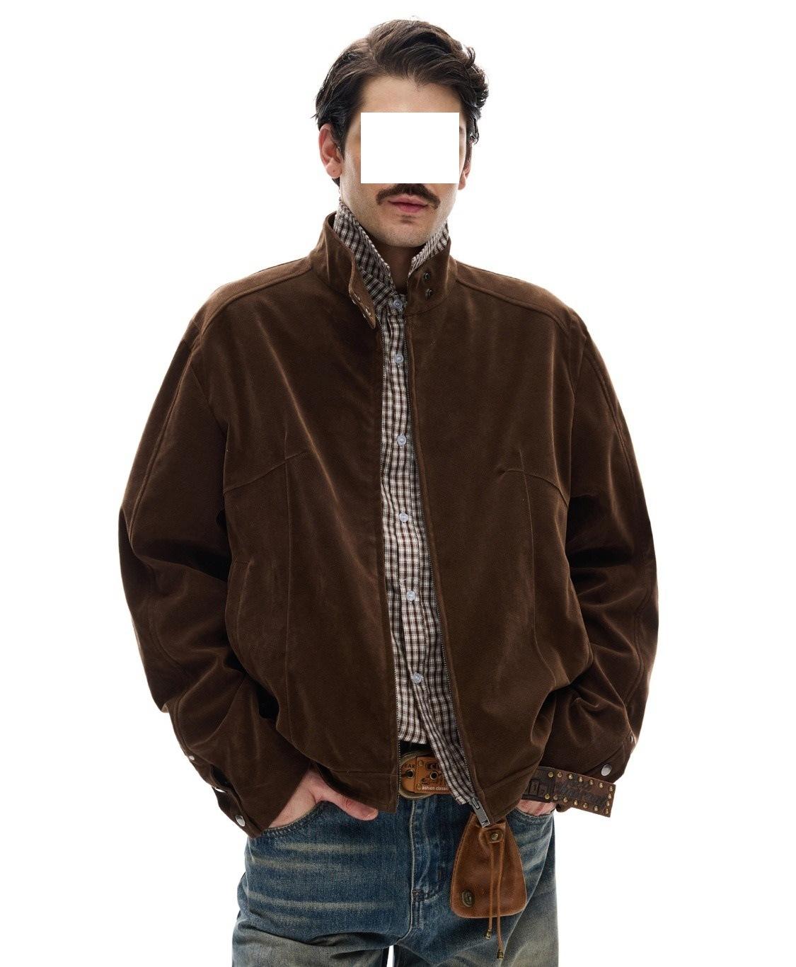 

Американська нова 2025 року кавова куртка на блискавці через плече чоловіча осіння в стилі old money ретро куртка Harrington зі стійкою 2XL коричневий