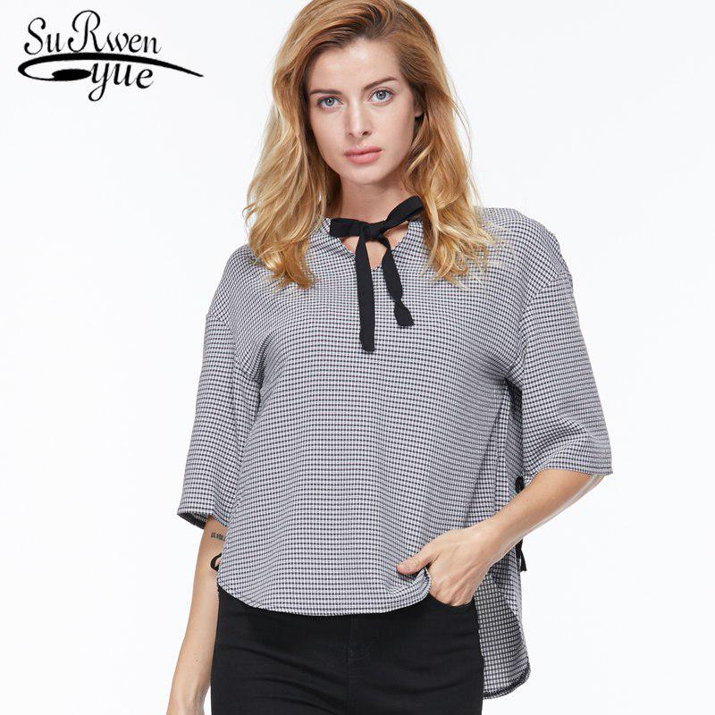 SURWENYUE Módní Dámské Halenky Krátký rukáv Letní Topy Košile Ležérní Pruhované Dámská halenka