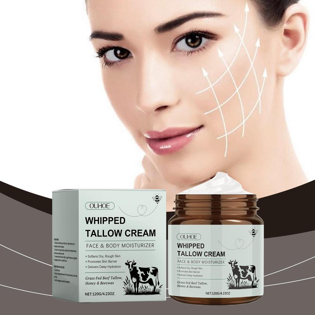 OUHOE Beef Tallow Moisturizing Cream, Hydrates and Nourishes Skin, Softens and Firms, Suitable for Whole Body, 120g