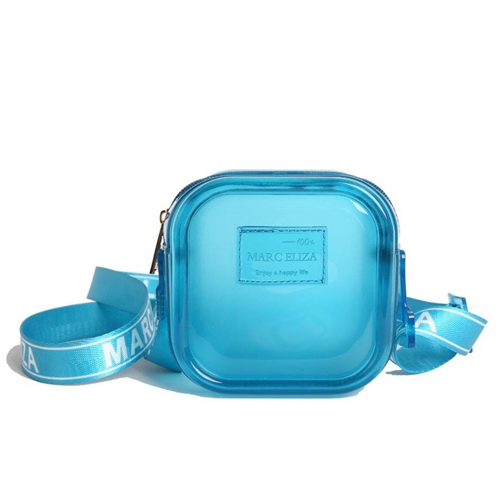 New PVC Messenger Bag Transparent Solid Color Crossbody Bag Waterproof Jelly Shoulder Bag Girls Lipstick Key Storage Bag