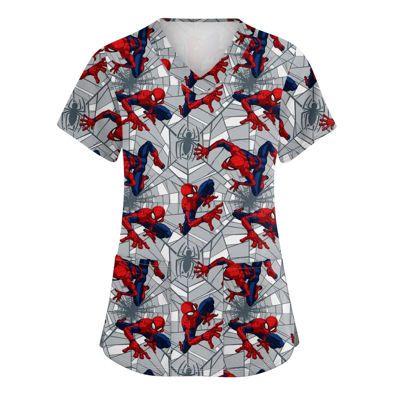 

Women s Fashion V-neck Short Sleeve Workwear With Pockets Printed Tops S світло-сірий колір