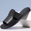 Hausschuhe für Herren Luxus Leder Hausschuhe Sommer Neu Offene Zehen Hausschuhe für Herren Lässige Flache Sandalen Große Größe 48 Chanclas Hombre