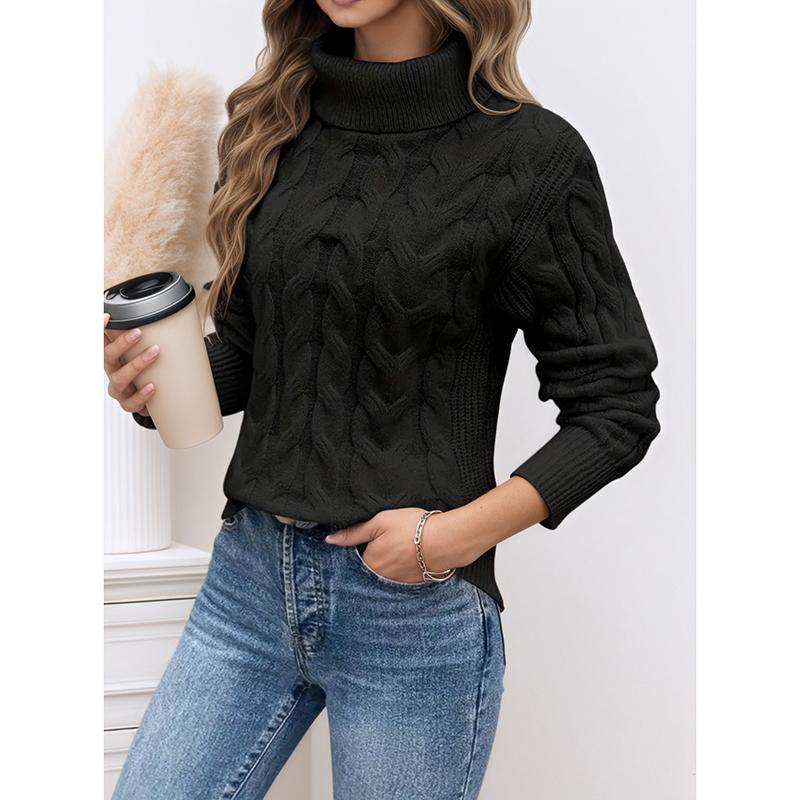 

Новая осенняя женская одежда однотонный повседневный пуловер с высоким воротником вязаный свитер ретро топ с длинным рукавом свитер женский XL