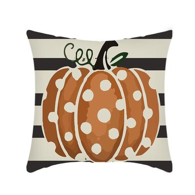 Halloween Thanksgiving Maple Leaf Pumpkin Print Linen Decorative Throw Pillow Cover