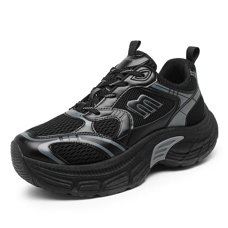 

Мужская обувь лето 2025 новая сетчатая дышащая толстая подошва увеличивающая рост молодежная повседневная спортивная для бега папины модные туфли 44