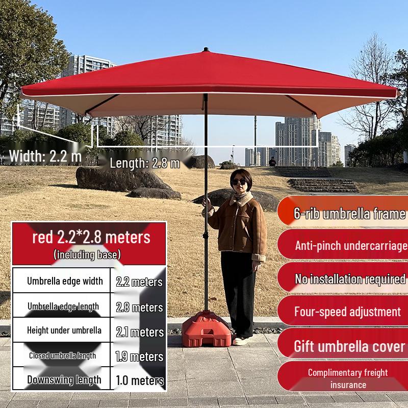 Large Outdoor Commercial Parasol - Thickened Square Patio Umbrella Tent