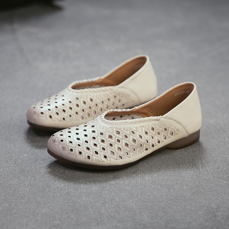 

Summer New Arrival Women s Genuine Leather Roman Sandals Retro Hollow Out Loafers Breathable Comfortable Walking Shoes 41
