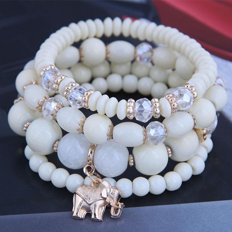 DIEZI Bohemian White Crystal Beads Strand Bracelets For Women Girls Ethnic Tree Of Life Charm Wrap Bracelet Pulseira Feminina