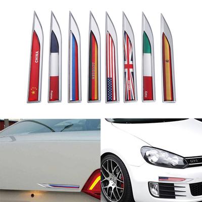 2pcs Car Country Flag Logo Emblem Stickers Side Fender Metal Decal Badge
