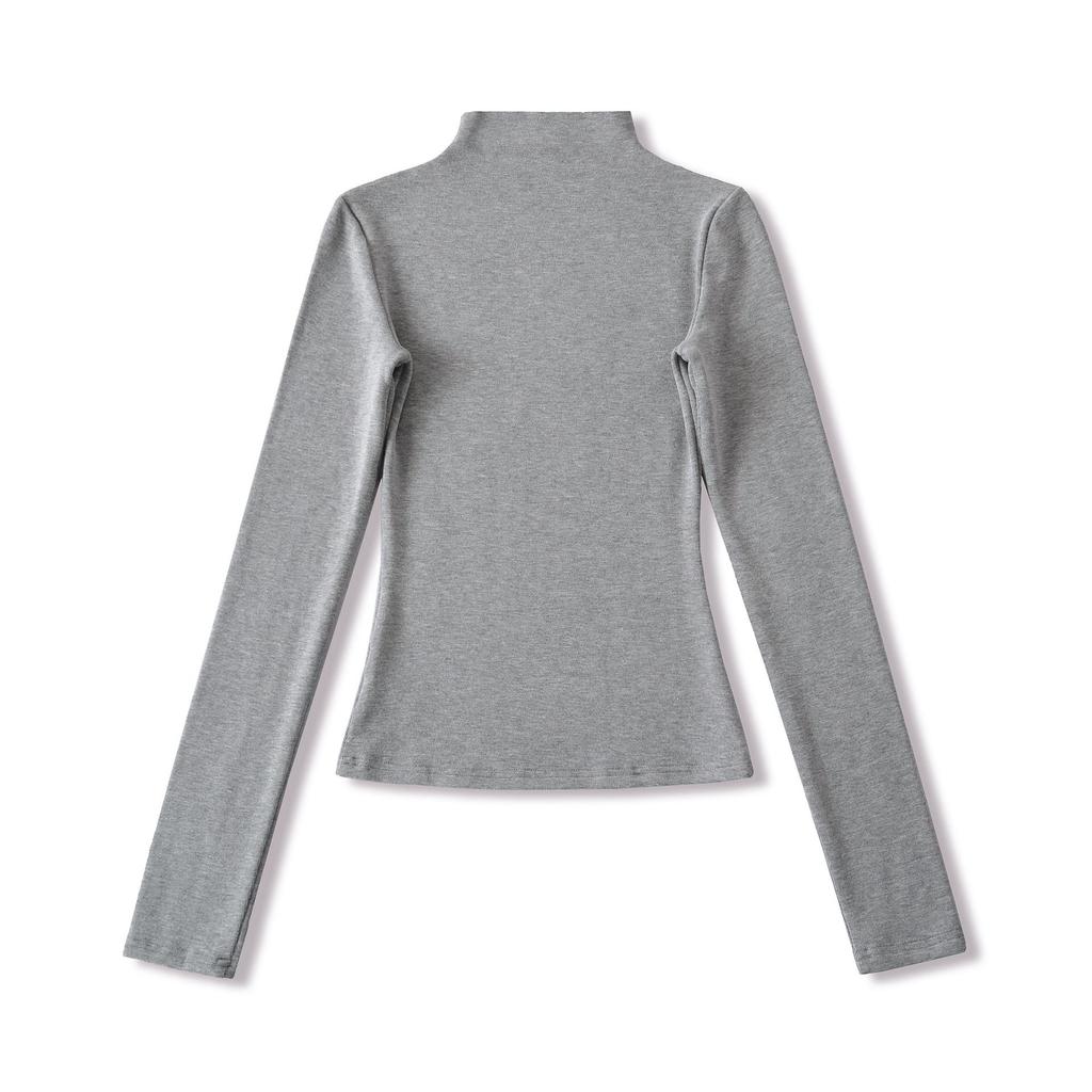 Autumn Winter Brushed Half-High Collar Slimming Pullover Long Sleeve Top 2025