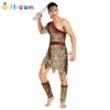 Halloween Maskenball modern primitiv Flanell männlich Wilder lustiges Showkostüm indigenes Kostüm indigenes Kostüm