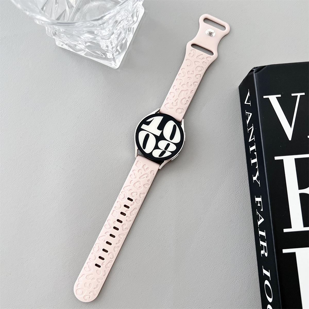 

Ремешок с леопардовой гравировкой 20 мм, 22 мм для Samsung Galaxy Watch 6, 5, 4, 40 мм, 44 мм, силиконовый милый ремешок Gear S3 6, классический, 43 мм, 47 мм, Active 2 20mm розовый