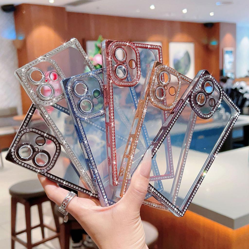 Applicable to IP16 side diamond premium mobile phone case, foreign trade new Apple 17 lens all-inclusive electroplating diamond-encrusted mobile pho