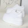 Fashion 12CM Synthetic Women Stable High Platform Chunky Sneakers Fashion Spring Autumn Vulcanize Cow Genuine Leather Lace Up Shoes