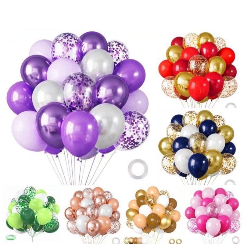 12" Sequin Confetti Balloons - Set of 30 for Christmas, Halloween, and Birthdays