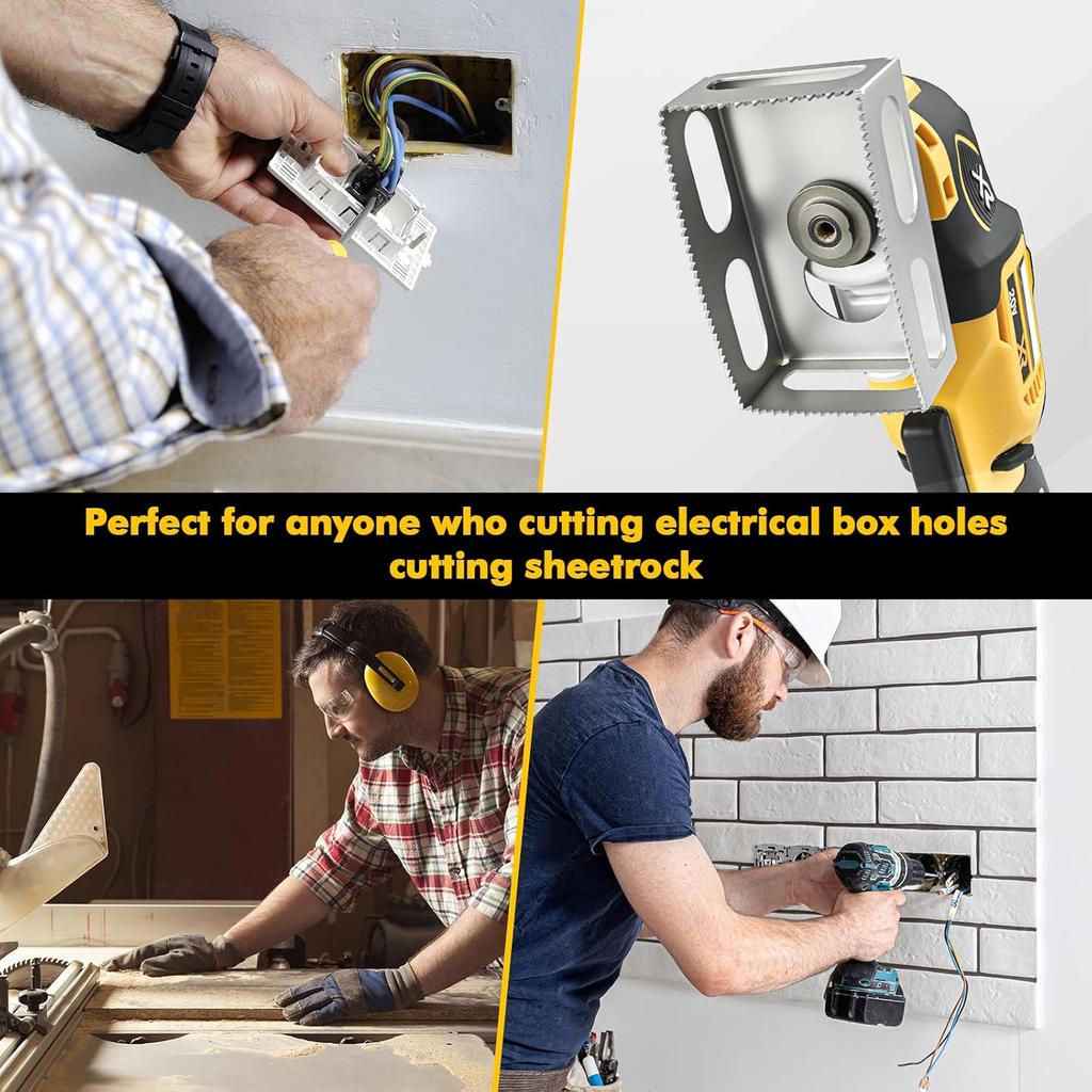 Square Slot Cutter Compatible for Dewalt 20V&Milwukee M18 Oscillating Multi-Tool to Cut-in Single Gang Wall Boxes,Outlet Cutter Drywall Carving Tool