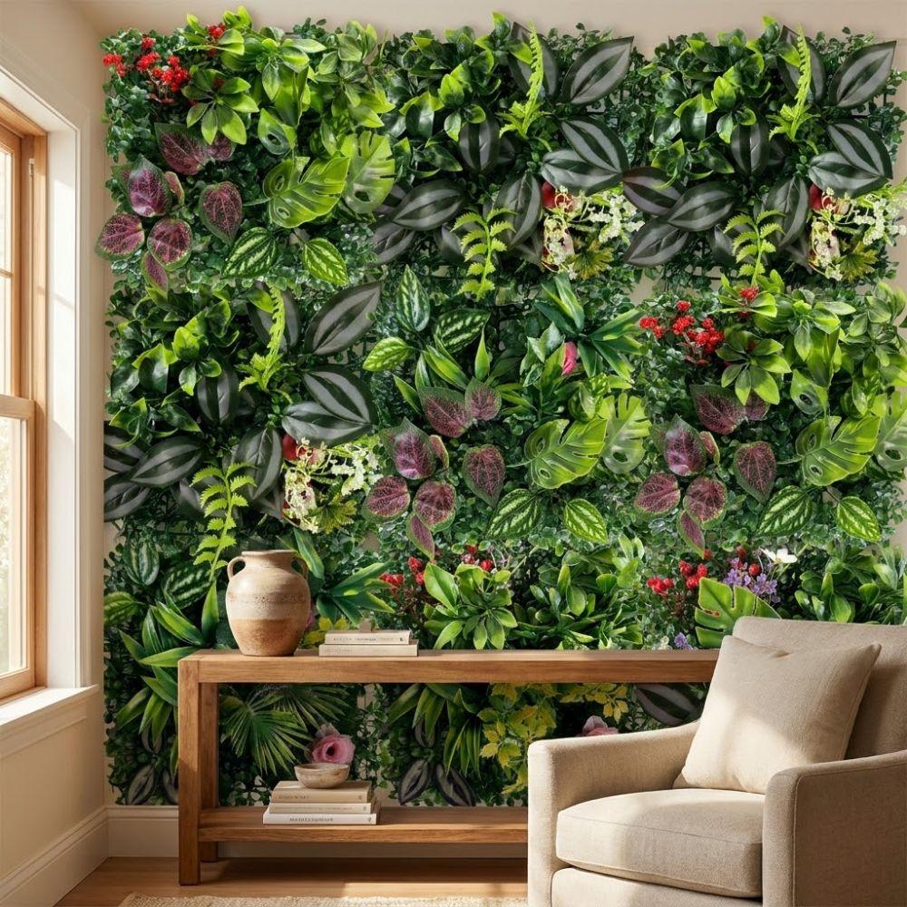 UV Protection Fake Green Grass Mat Lifelike Simulation Lawn Panels Indoor Outdoor Use