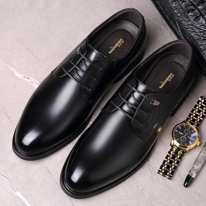 Lace Up Non Slip Men's Leather Brogue Shoes In Promotion Retro Pu Common Footwear Offer Male Casual Shoe Fashion 2024 Elegant