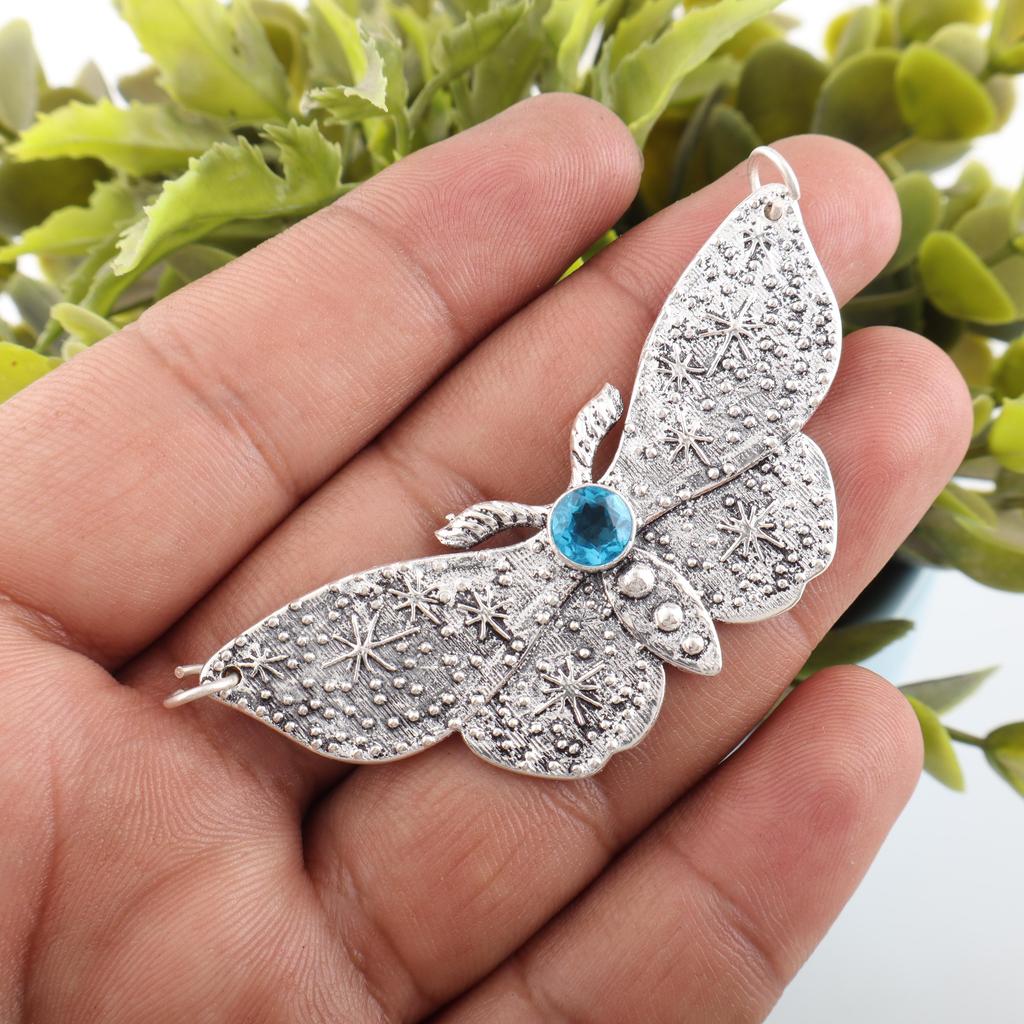 Swiss blue Topaz Pendant Gemstone Jewelry, 925 Solid Sterling Silver Pendant, Gift For Women Handmade Pendant