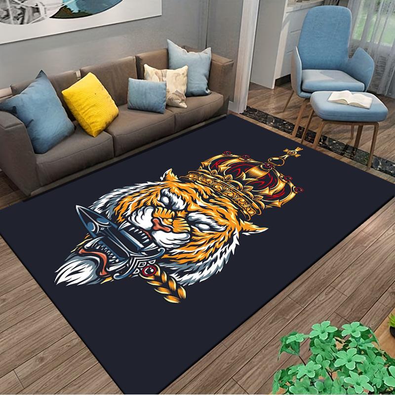 King Tiger Crown Design Designed floor mat, suitable as a non-slip mat for the living room or bedroom sofa