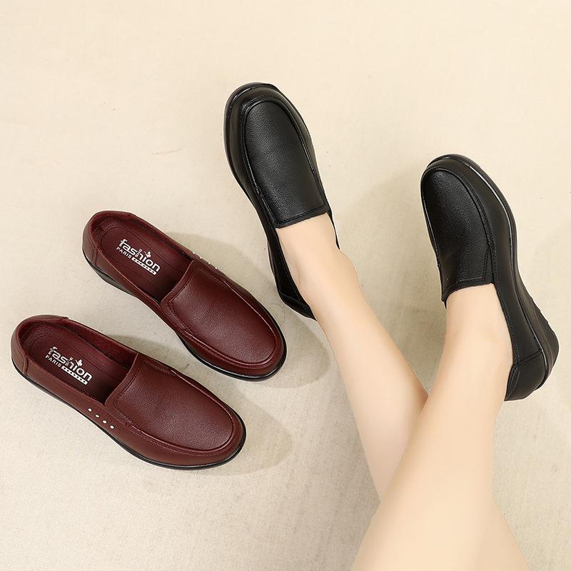 Spring Autumn Women's Fashion Pumps Shoes Woman Genuine Leather Wedge Single Casual Shoes High Heels Shoes