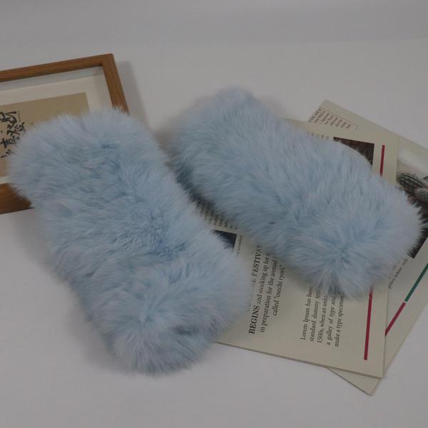 New winter women real rabbit fur gloves Length 25cm natural rabbit fur mittens Knitted warm female winter outdoor glove
