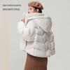 SNOWFLYING Women's Short Stand-Collar Hooded Down Jacket