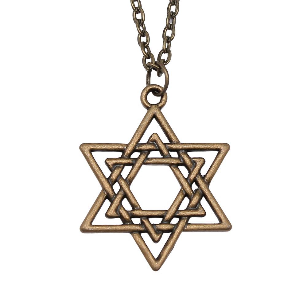 Collana Ciondolo Nodo Celtico Triquetra Stella di Davide Pendente Gioielli Vintage Boho Catena 43cm
