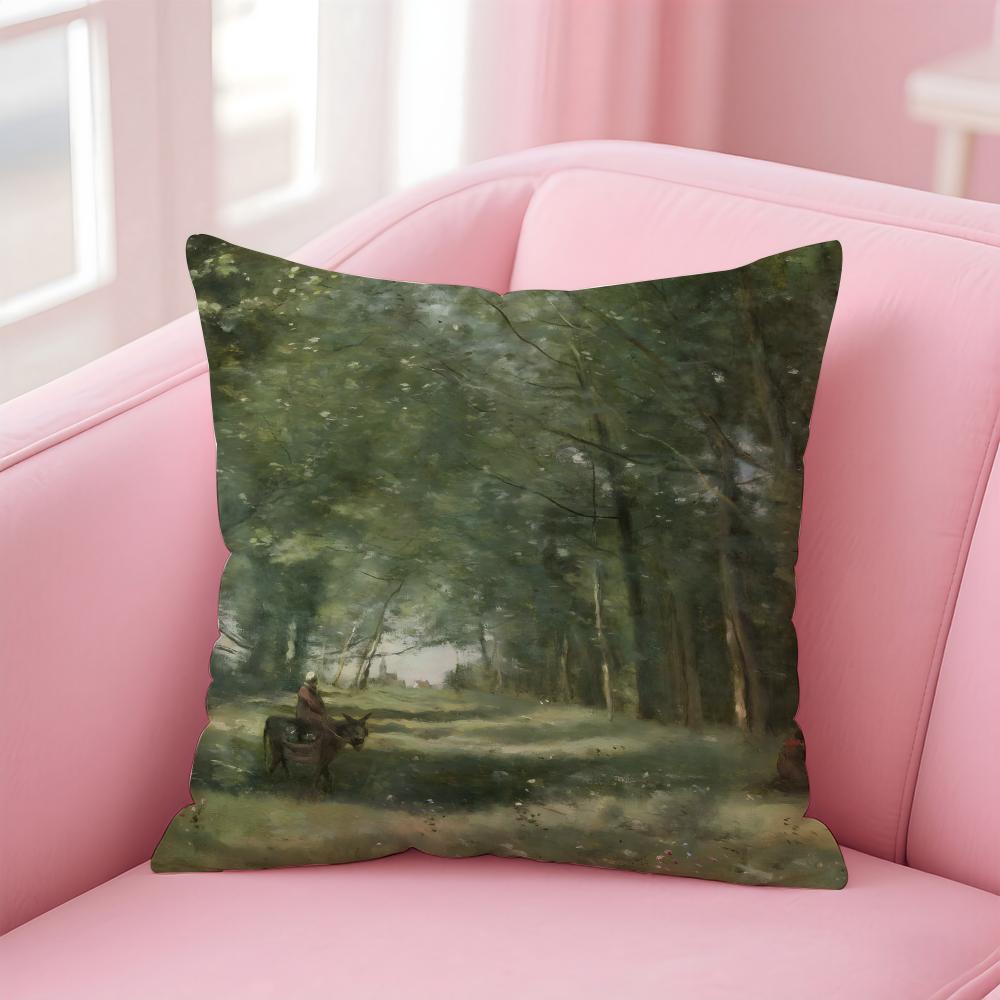 JJeanBaptisteCamille Corot Cushion Cover Pillow Case Ultra Soft Skin Friendly Fabric Cloud Like Comfort Concealed Zipper