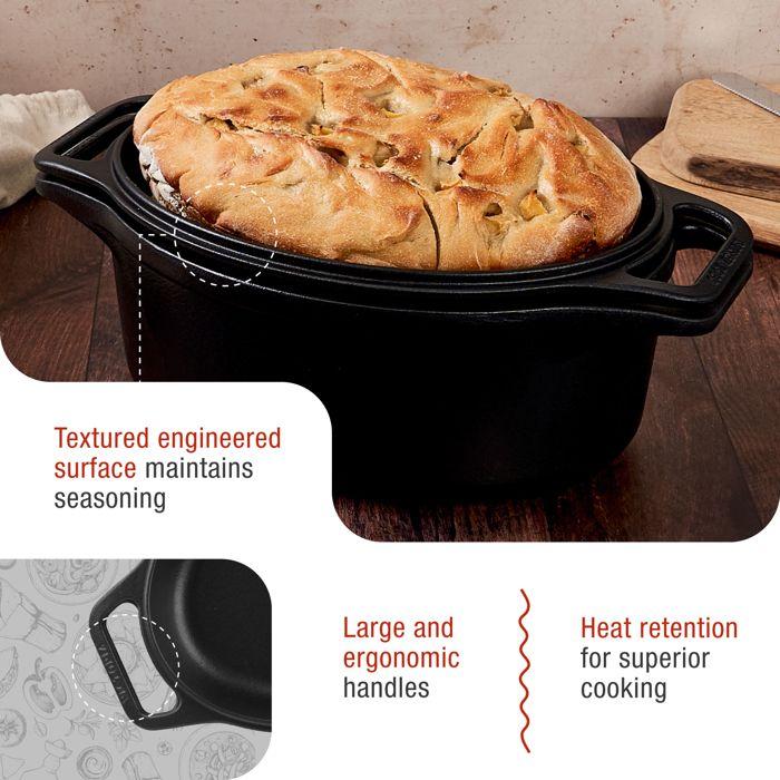 Cocotte et Poêle Induction Fonte Émaillée 31 cm, Dutch Oven 5,7L, Sans PTFE Victoria 38717 Noir 38717