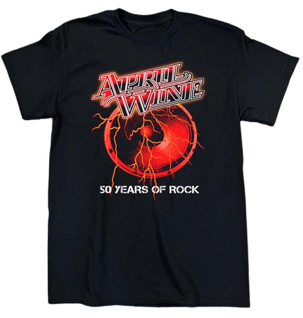 Retro April Wine Band 50 Years Of Rock Tour Cotton Black T Shirt S-5XL EN664