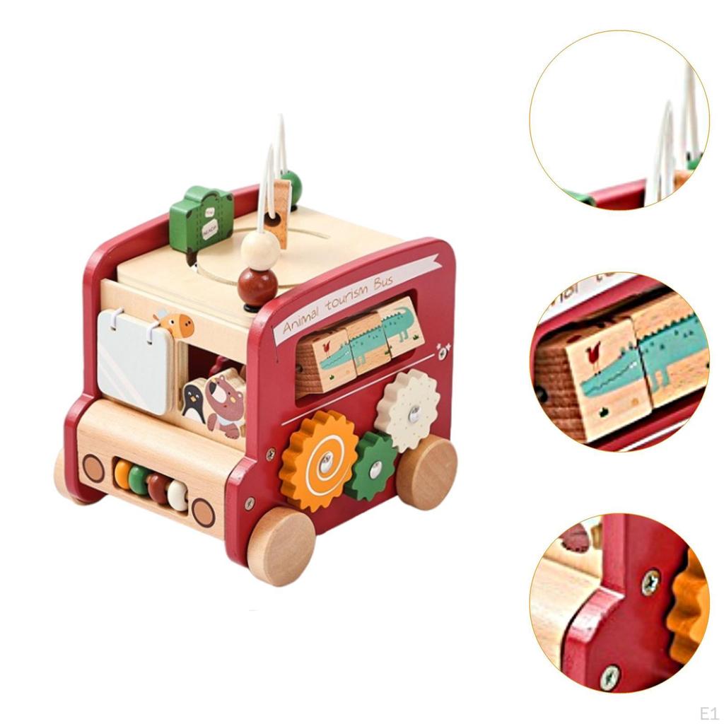 5-in-1 Bus Toy Kids Xylophone Hammering Pounding Montessori Percussion Instrument Wooden