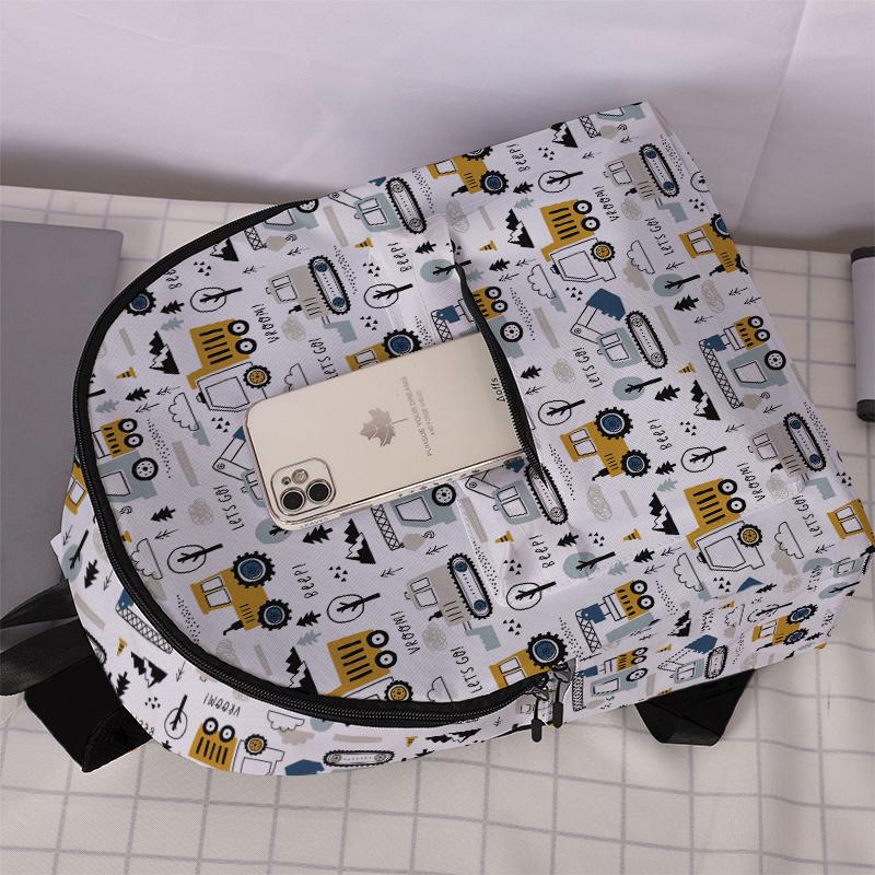 Colorful Car Pattern Airplane Bags for Boy and Girls Best Gifts Large Capacity 2D Flat Cartoon School Backpack for Children