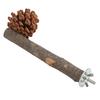 Natural Perch Bird Stand Pole Chewable Applewood Bird Perch Cage Accessories with Pine Cone for Parakeets