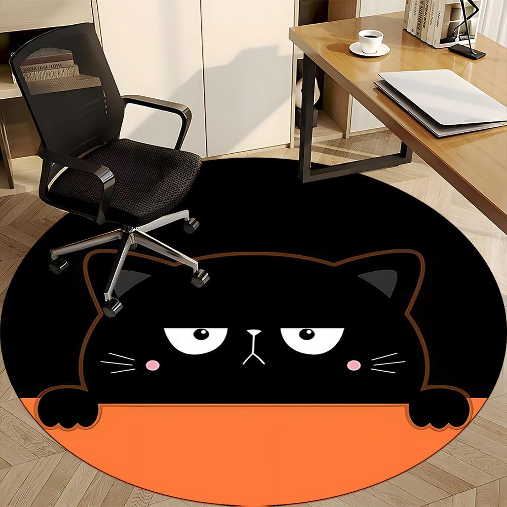 1 Stück Katzenkreis Büro Runder Teppich, Unter Bürostühlen Schlafzimmer Wohnzimmer Heimdekoration, Zimmer Deko
