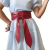 Waist Belt Obi Belt Knotted Self Tie Wrap Belt for Wrap Dress Halter Dress Wide Cinches Belt Soft PU Tie Up for Girls