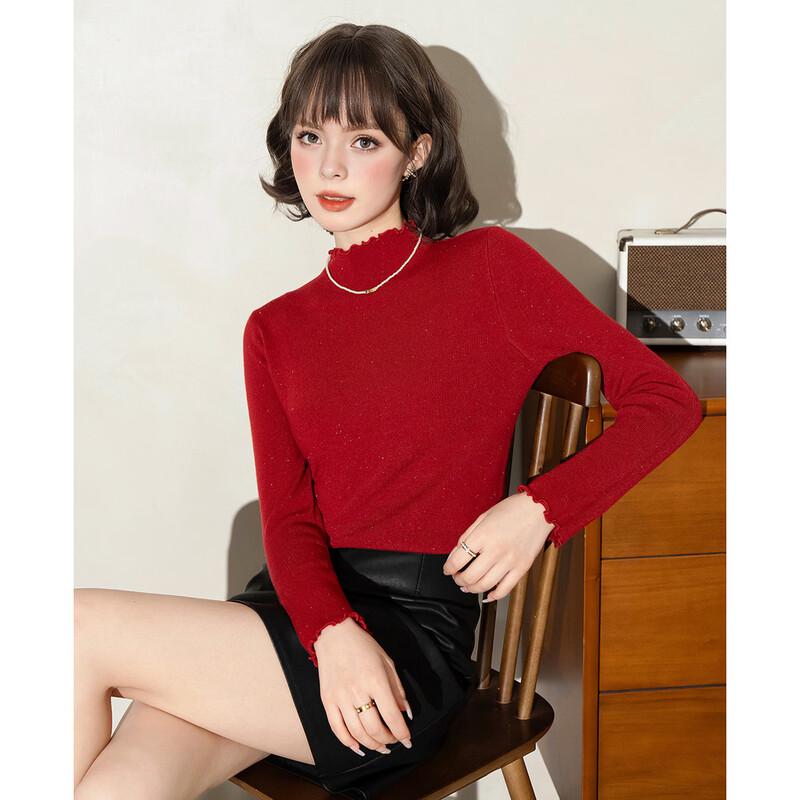 ET BOITE New Year Collection Lace Mock Neck Glitter Knit Top One Size