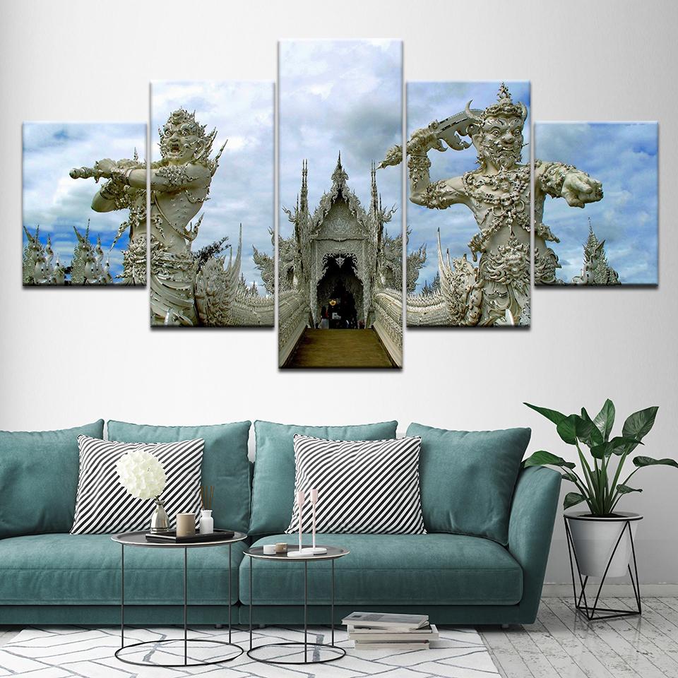 

Canvas Painting Wat Rong Khun (Chiang Rai) 5 Pieces Wall Art Painting Modular Wallpapers Poster Print for living room Home Decor 20x35 20x45 20x55cm