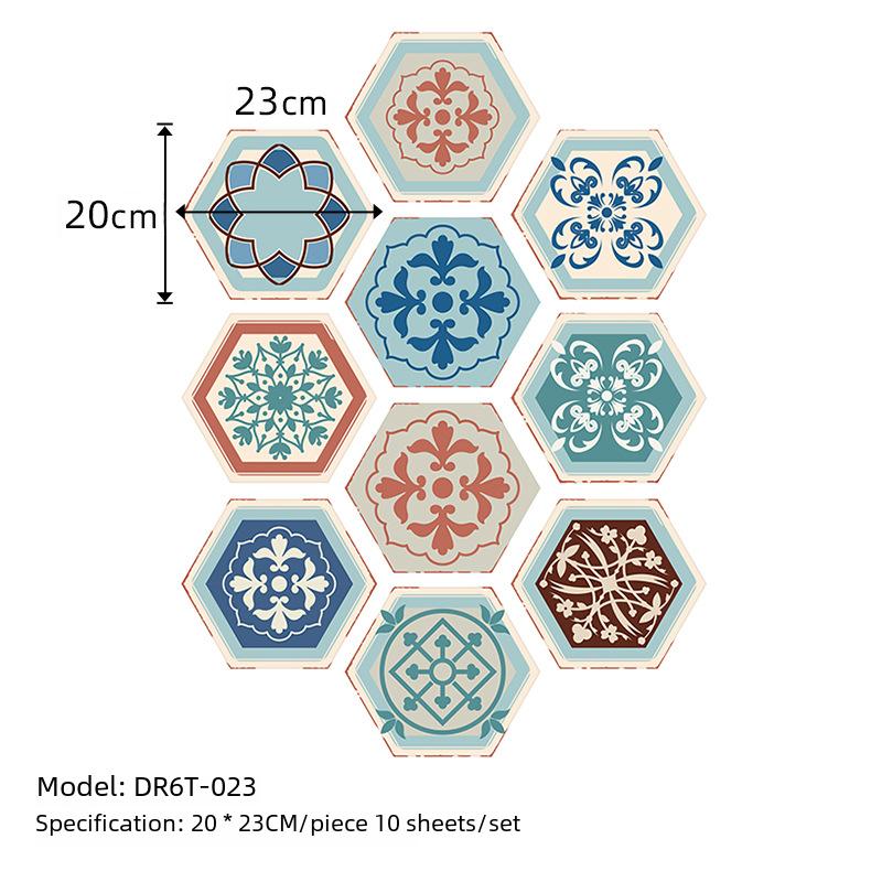 50Pcs Grey and White Marble Wood Bohemian Peel and Stick Self-Adhesive Hexagon Tile Stickers for Home Cabinet Kitchen Living Room Wall