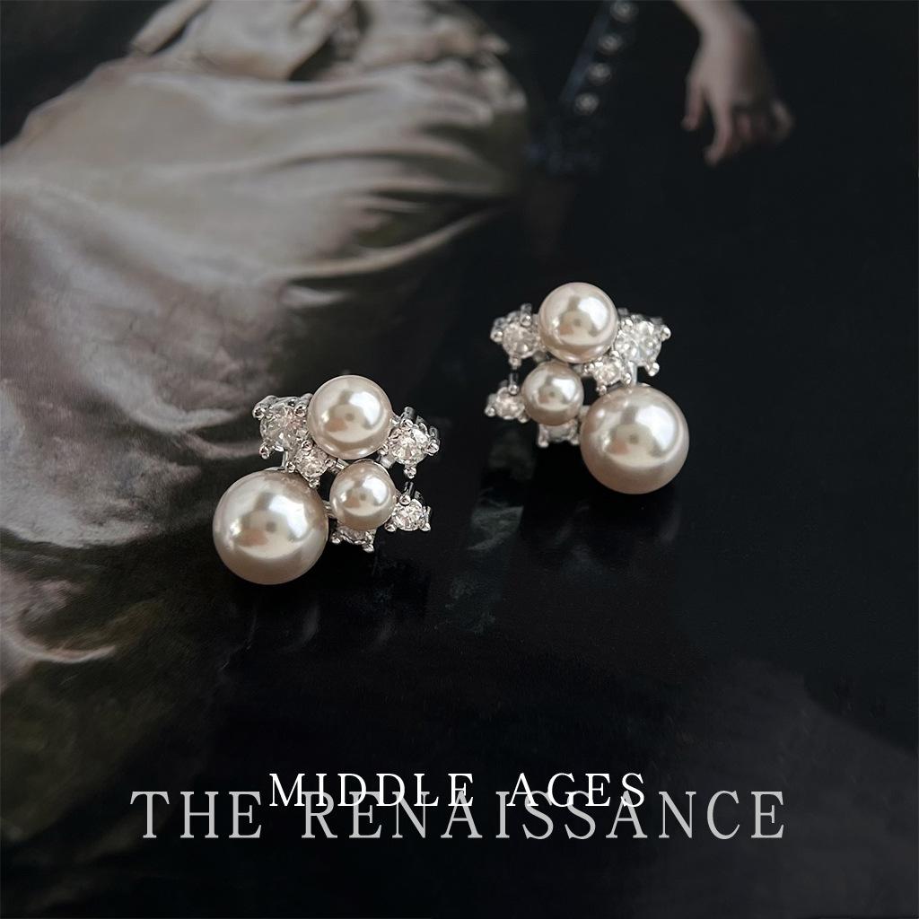 Night Galaxy~ Zircon Pearl Earrings Gentle Earrings