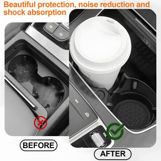 HZEL Car Cup Holder Coasters, 4PCS Non Slip Waterproof Vehicle Water Bottle Pads, Recessed Automotive Interior Drink Mat Decoration Accessories,