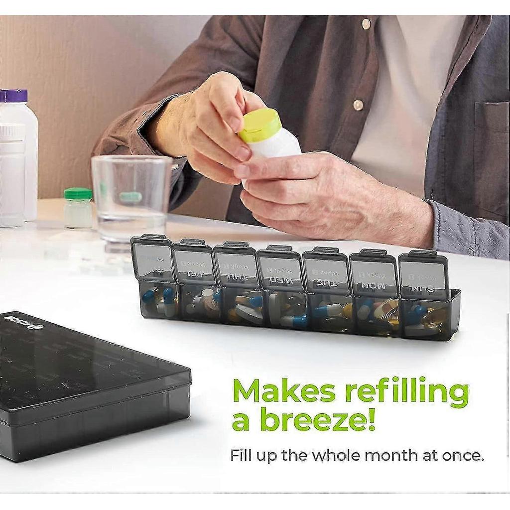 Weekly Vitamin Organizer for 4 Weeks, Monthly Pill Storage Box with Dustproof Container for Supplements, Fish Oil, and Medication Travel Case