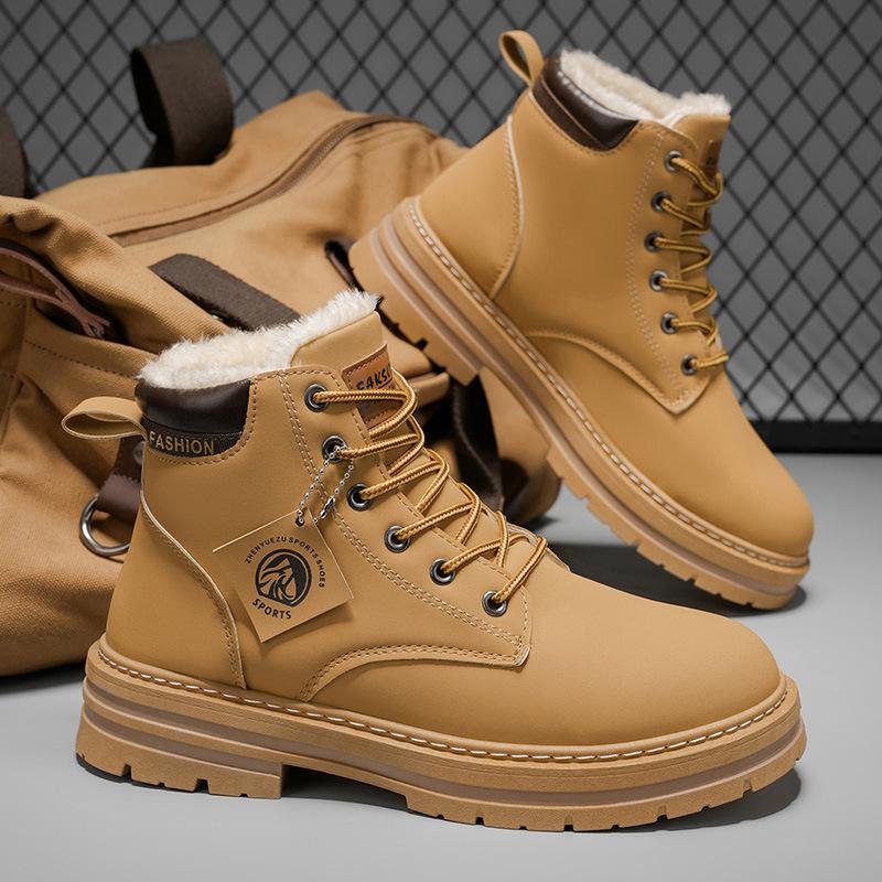 Martin Boots Men's Shoes Winter High-top Sports and Leisure Trend Tooling Velvet Thickened Cotton Shoes