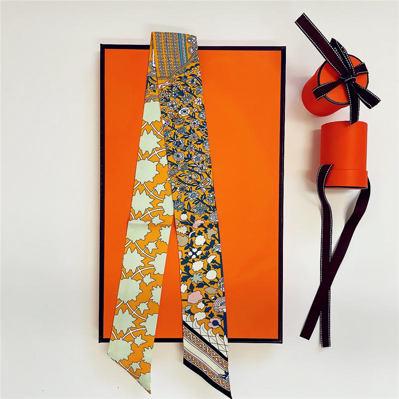 Langt Mulberry Silkeskjerf Veske Slips Dame Hals Tynne Skjerf Hårbånd Foulard Girafftrykk Merke Dame Halsduk Bånd