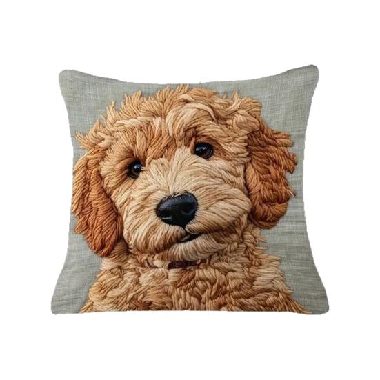 Dog Pillow Cover Imitation Embroidery Puppy Pillowcase Throw Pillow Cover with Hidden Zipper for Car Home Bedroom Couch Sofa Decor