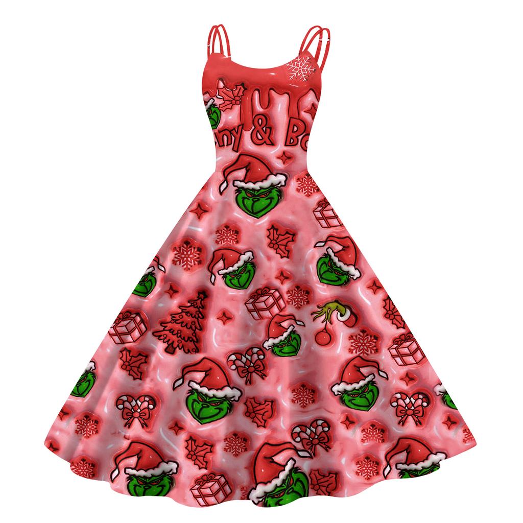 Barne Mote Casual Trykk Sexy Off-the-shoulder Punk Retro Kjole