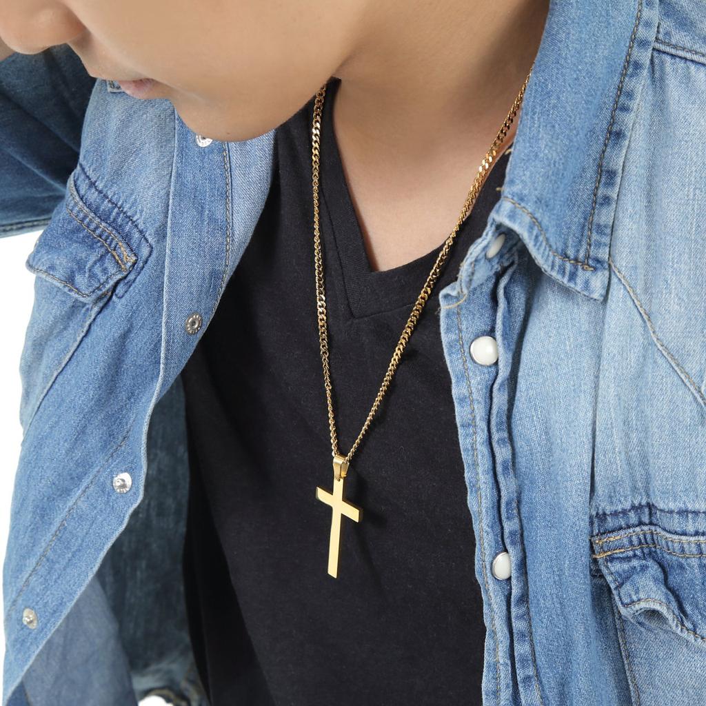 Cross Necklace for Cross Pendant [Genuine] Men, Fashionable, (GOLD)