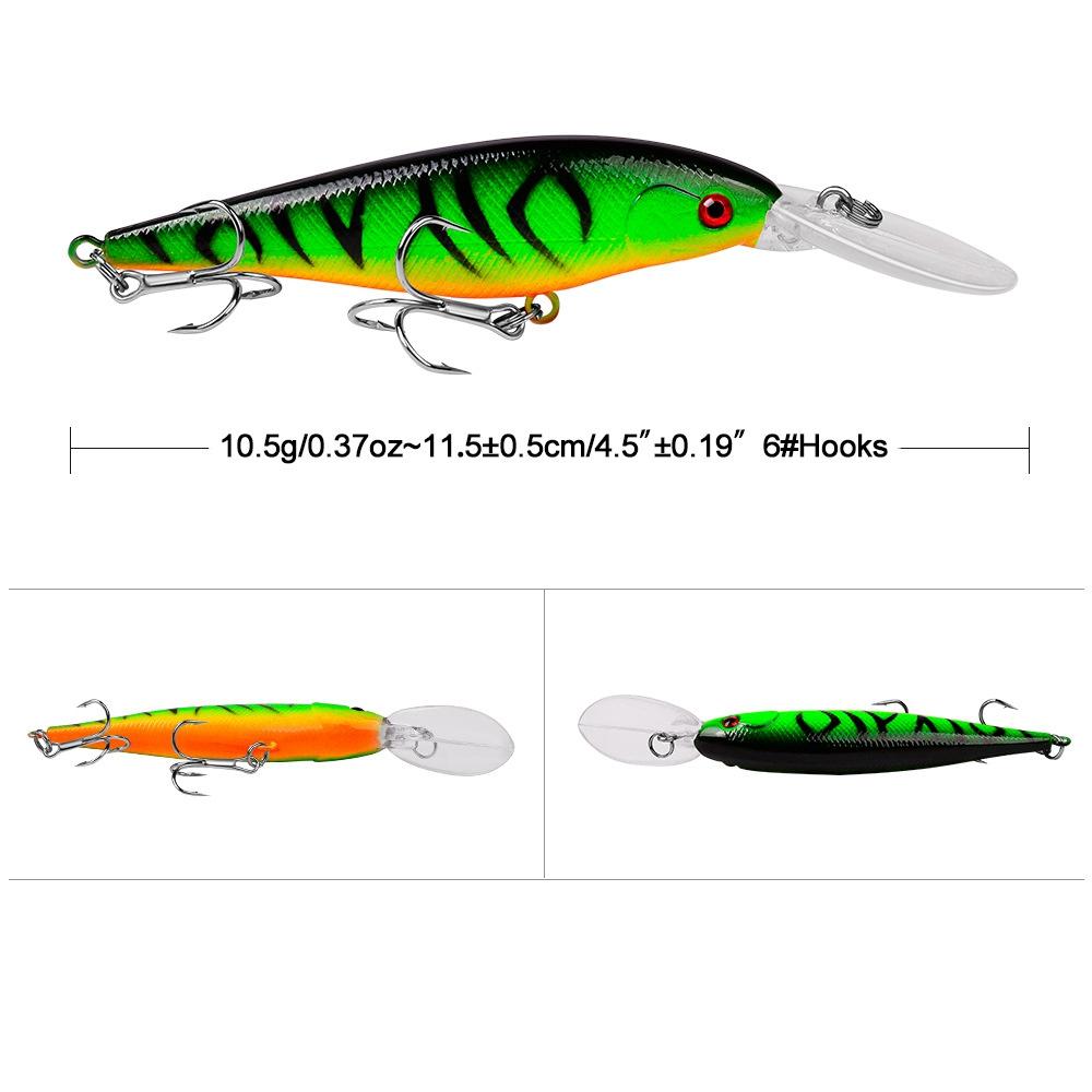 10pcs Artificial Hard Fishing Lures with 3D Eyes and Steel Ball, Floating Minnow Bait 10.5g