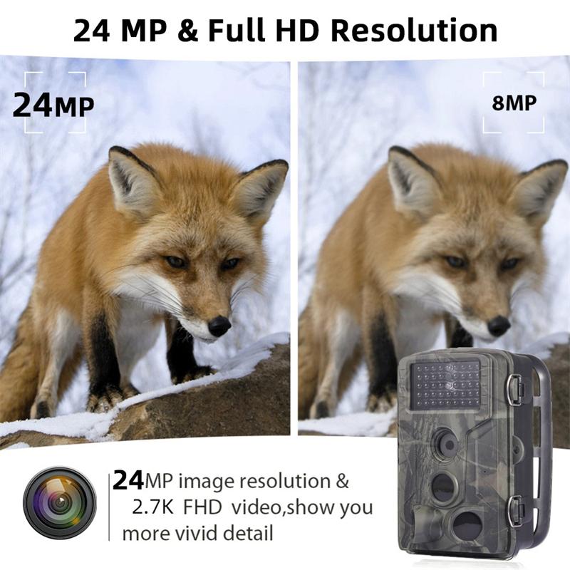 24mp2.7k Outdoor Tracking Camera Ir Night Vision Surveillance Camera Hd Waterproof Hunting Camera Hd Camera Wilderness Detection
